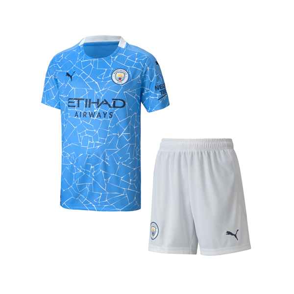 Kids Manchester City Home Soccer Shirt With Shorts 2020/21